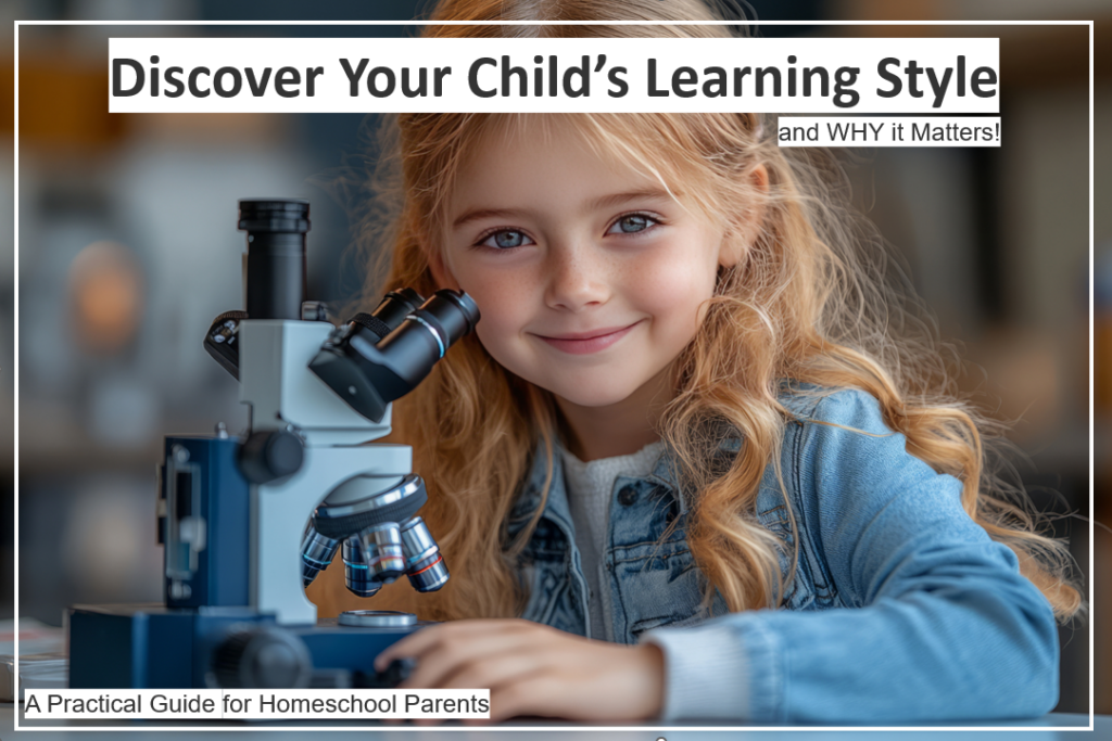 The girl is using a microscope in homeschool to observe something.